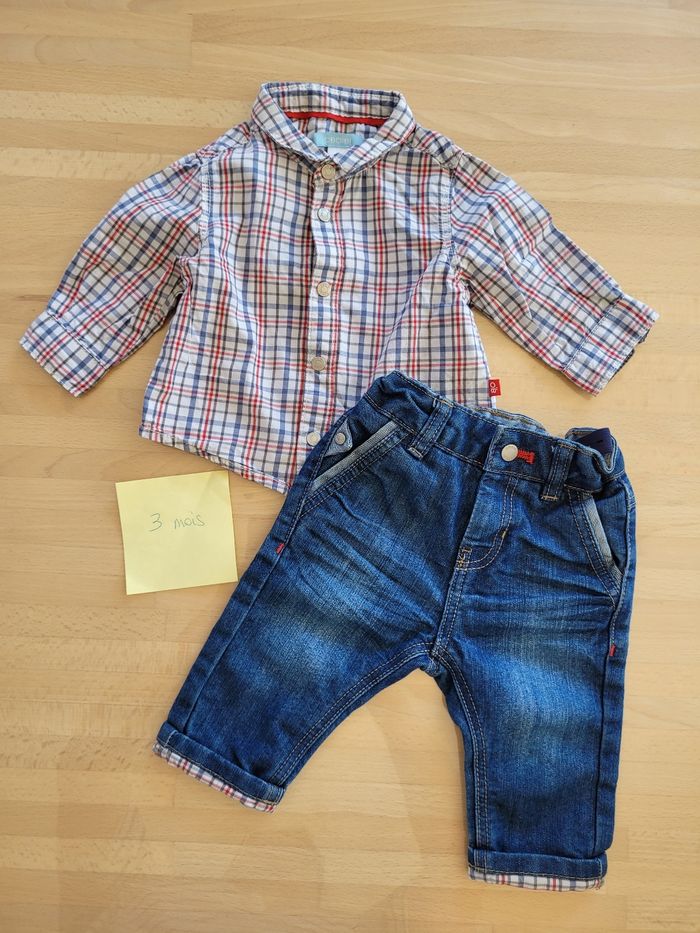 Ensemble Jeans + chemise 3 mois