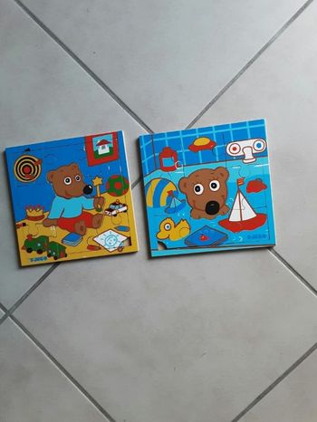 Lot de 2 puzzles de 9 pièces chacun images ours marque djeco