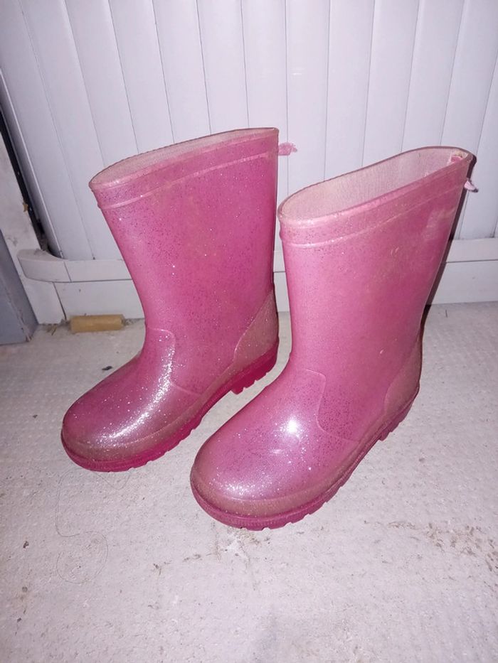 Bottes de pluie rose paillettes
