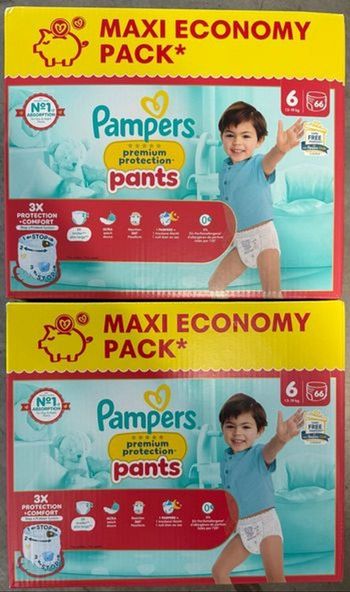 Lot de 2 cartons de couches Pampers Premium Pants taille 6 132 couches