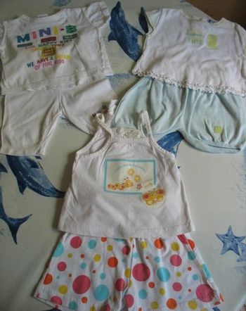 LOT DE 3 ENSEMBLES BÉBÉ FILLE : SHORT + TEE SHIRT - 3 MOIS - n°06