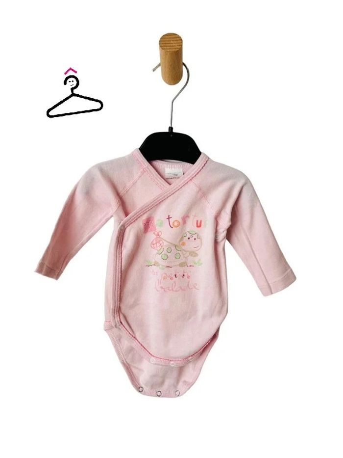 LOT de 3 bodies croisés à manches longues roses - bébé fille 3 mois - photo numéro 2