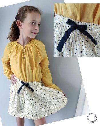 10 ans ensemble blouse tape a l oeil et jupe Marèse