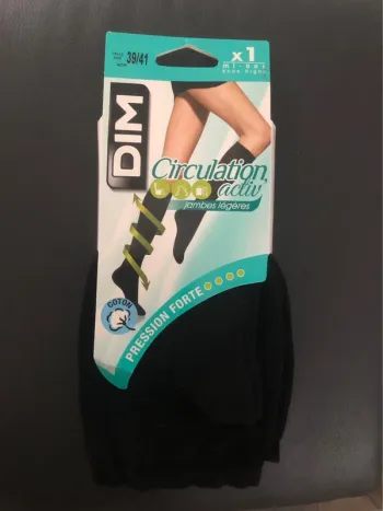 Mis-bas « dim » noirs jambes légères en coton P39-41 NEUFS