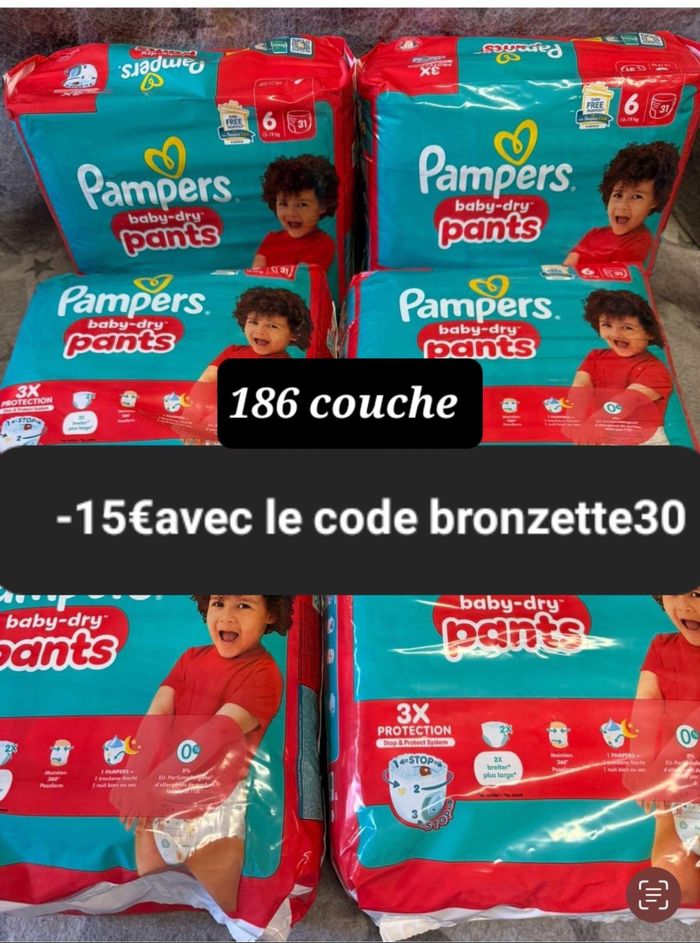 Six pack de couches Pampers taille 6 culotte