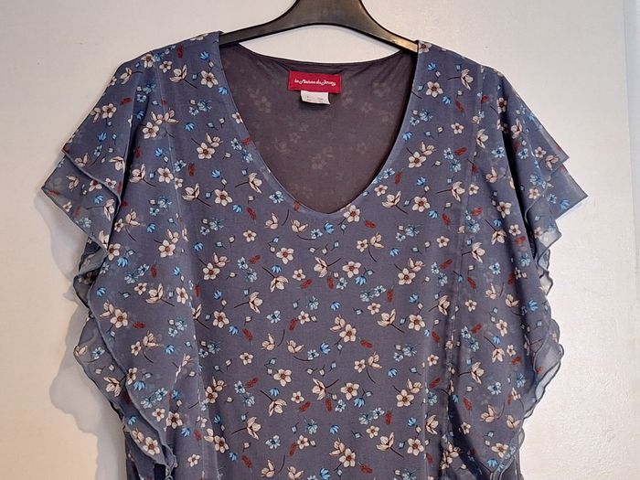 Robe grande taille en voile fleuri,  doublée - photo numéro 2