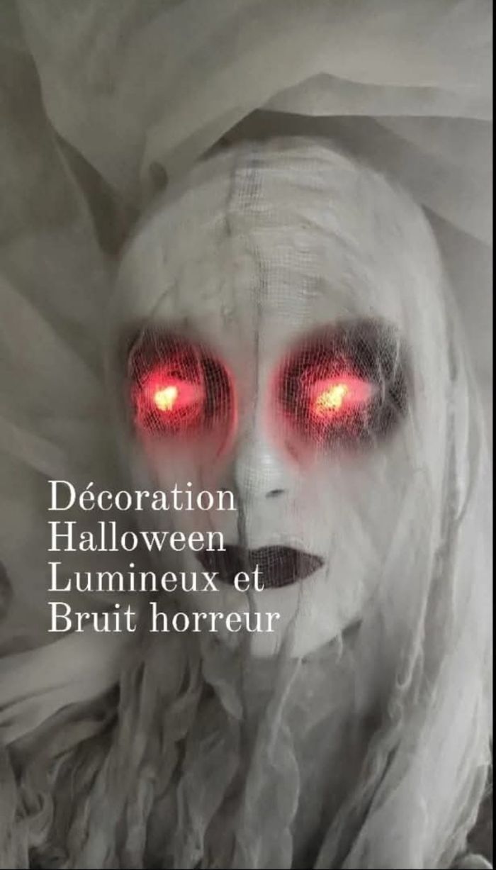 Grande suspension dame blanche lumineux et animée halloween - photo numéro 5