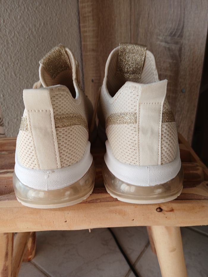 Baskets Running BEIGE Femme motif Paillettes Lacets - photo numéro 3