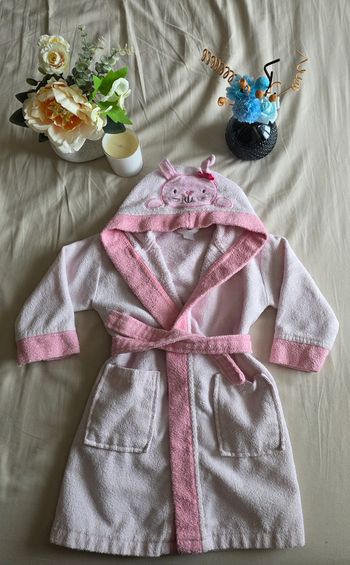 C&A Baby Club Peignoir Lapin Éponge Rose Bon état 2-3 ans 92-98 cm