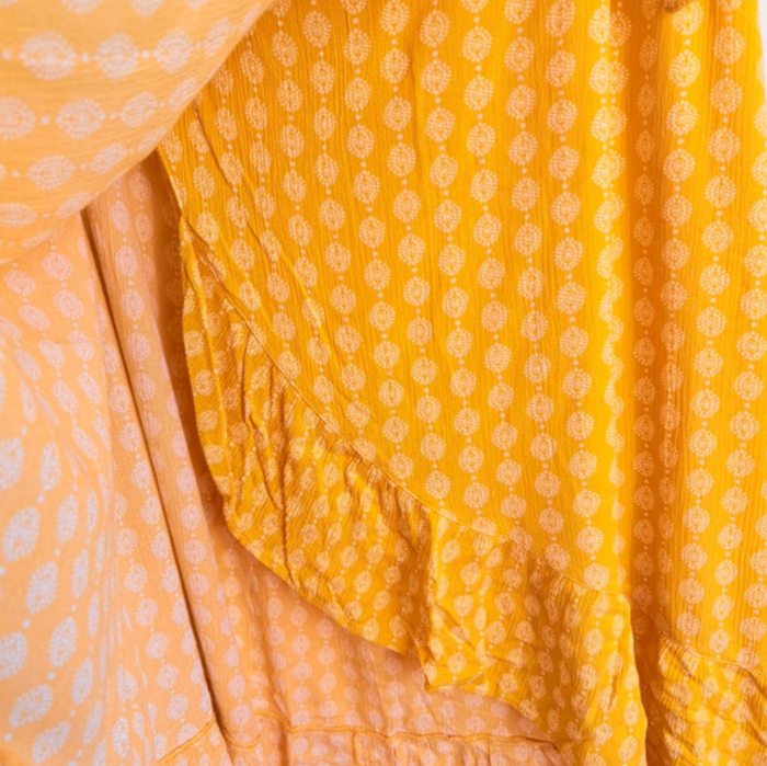 🌸 Jupe mi longue à volants jaune à motif Taille 46/XXXL 🌸 - photo numéro 3