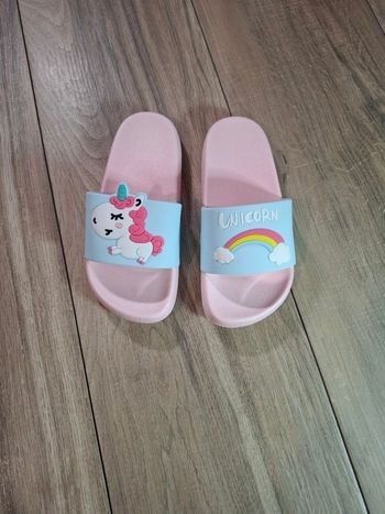 Claquette fille enfant douche piscine Licorne rose bleu