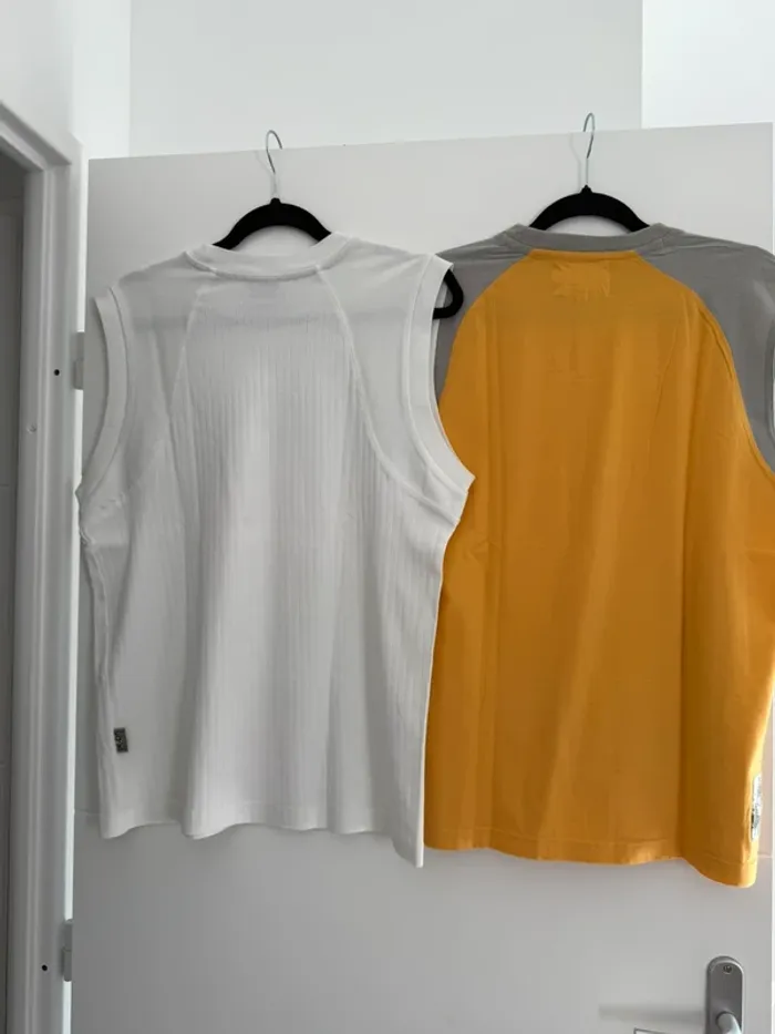 Haut maillot débardeur marcel coton côtelé blanc col Chemise camisa Camicia folder Camicetta homme - photo numéro 4