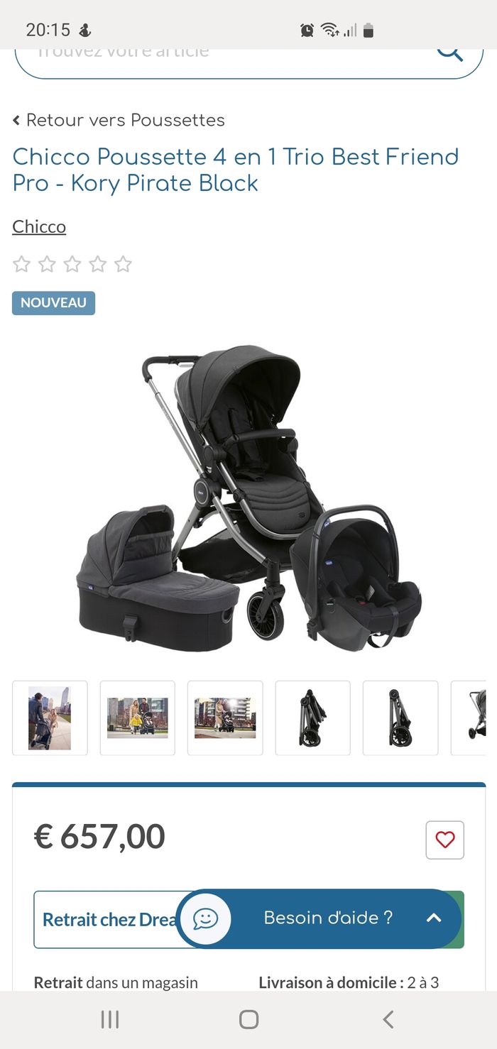 Chicco poussette trio best friends avec isofix voiture