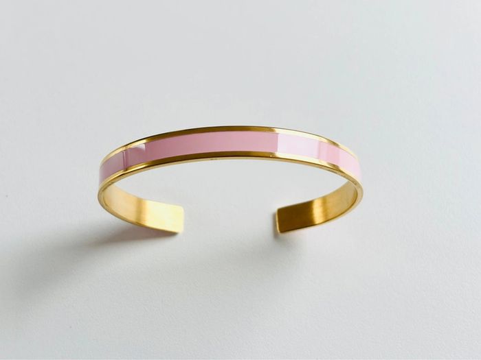 Bracelet manchette or & rose ajustable - photo numéro 2