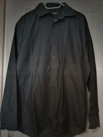 Chemise manches longues rayée noire et grise Per L'Uomo Armand Thiery XL