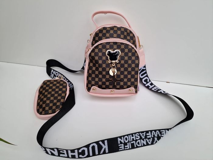 Sac Bandoulière Rose Marron Avec Bijou Sac Et Porte Monnaie - photo numéro 7