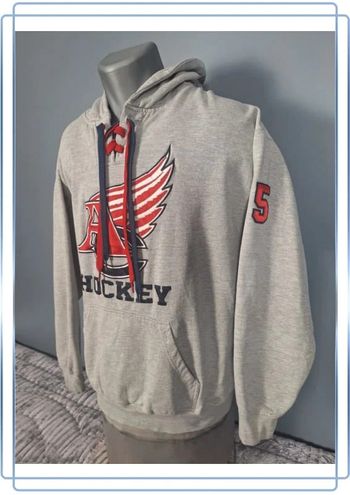 Sweat à capuche  / hoodie - taille XL - gris noir brodé (327)