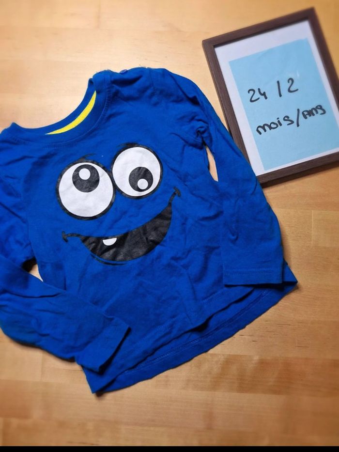 T-shirt manches longues pour garçon taille 24 mois Marque Lupilu bon état