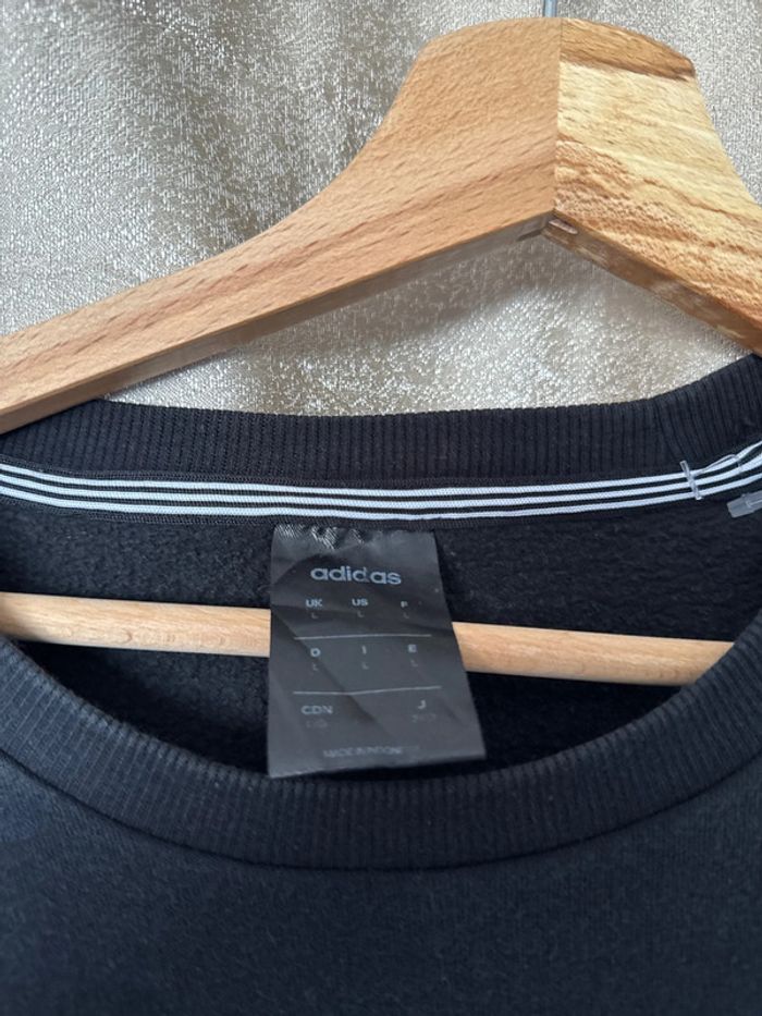 Sweat Adidas noir à bandes blanches – Taille L – Bon état - photo numéro 3