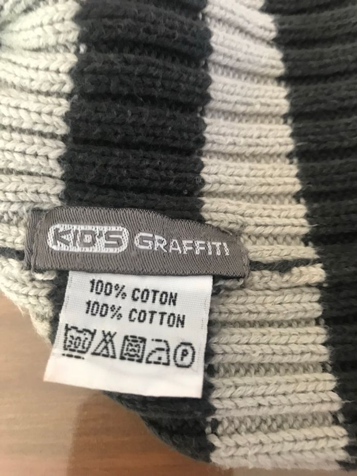 Bonnet et écharpe gris/vert Kid’s Graffiti  3/5 ans - photo numéro 2