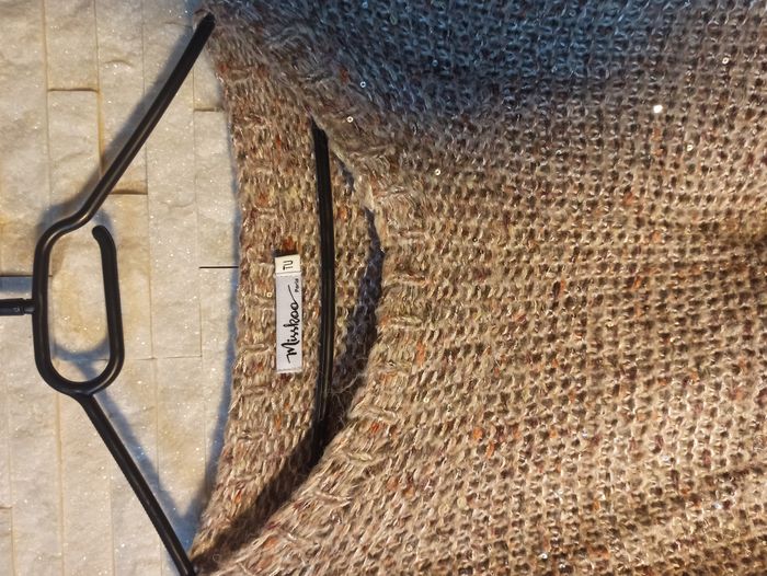 Pull Beige Pailleté Femme Taille M - photo numéro 3