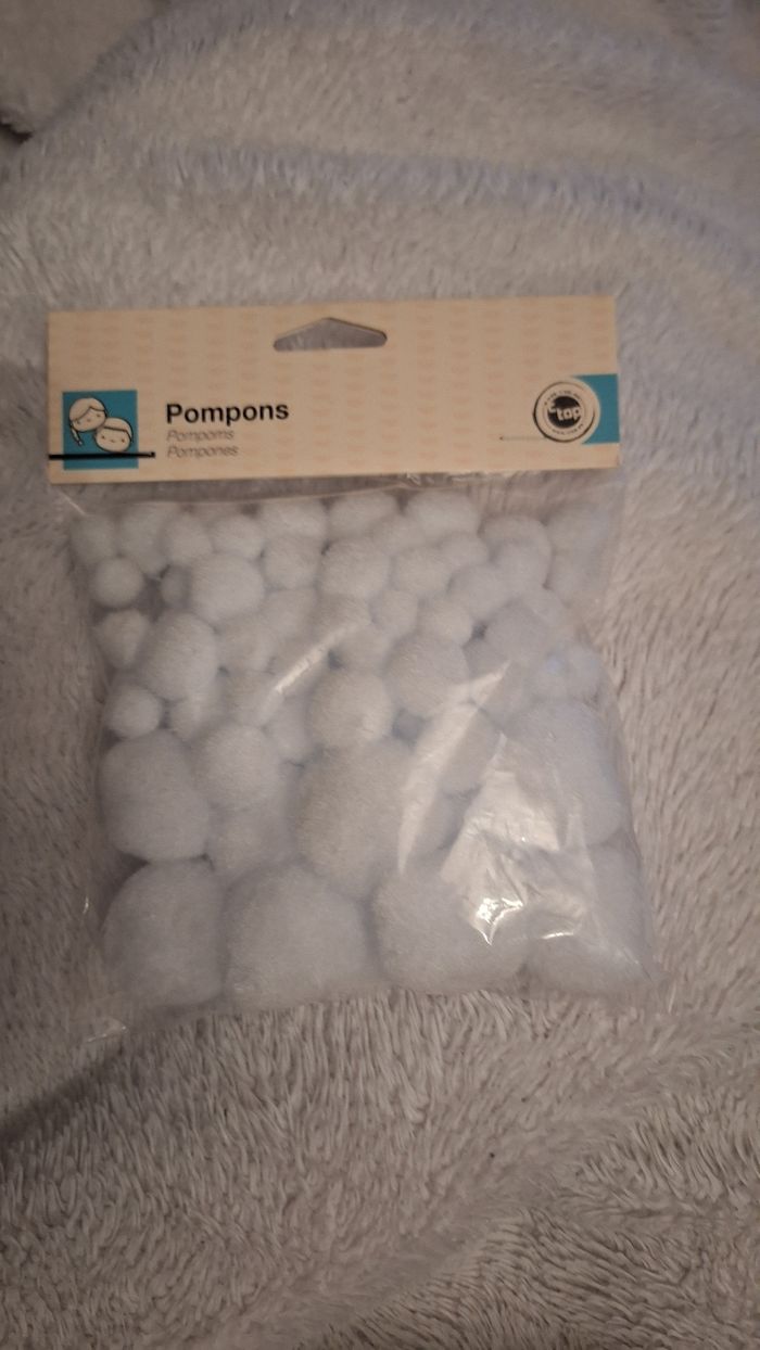 Lot de 72 pompons blanc