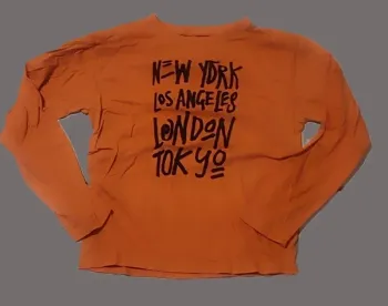 👕 T-shirt manches longues orange – New York, Los Angeles, London, Tokyo – 12 ans – Cool Attitude