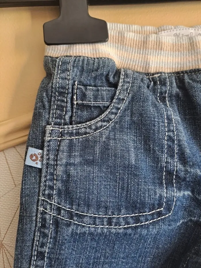 Pantalon jean bébé 1 mois doublé petit kimbaloo comme neuf - photo numéro 7