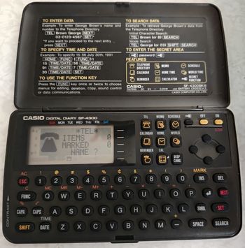 Agenda électronique Casio 32KB Digital Diary SF-4300BK avec fonction secrète