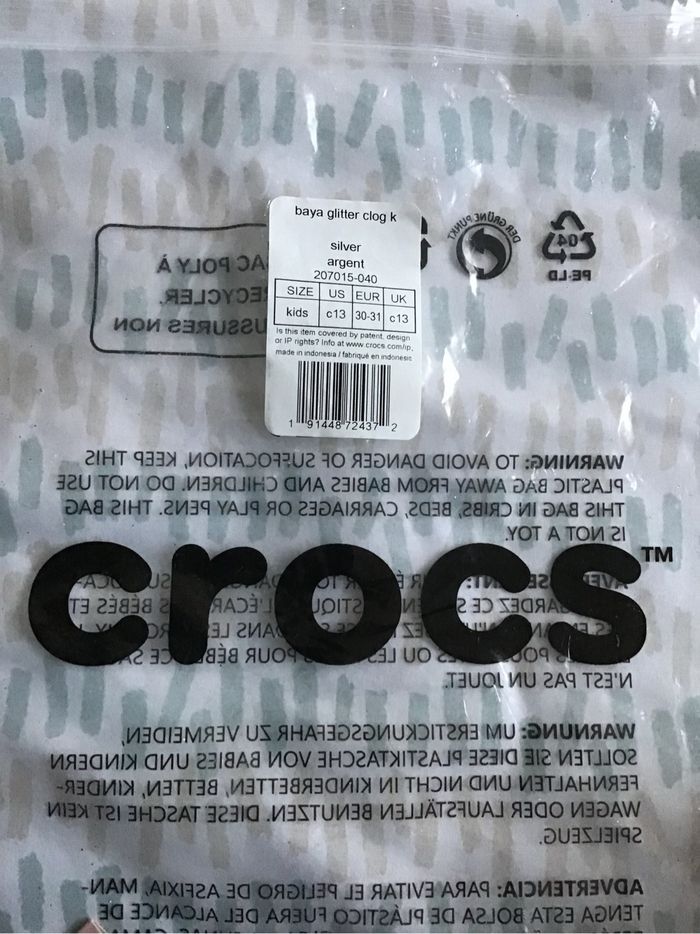 Sabots Crocs neufs paillettes argentées - photo numéro 3
