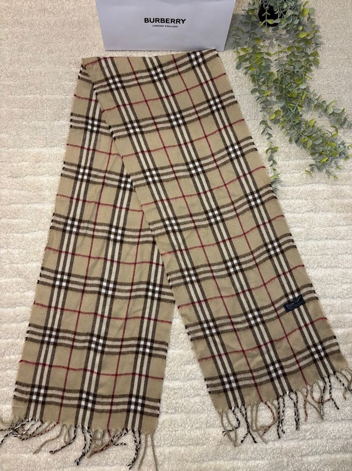 Écharpe Burberry Vintage en laine à carreaux/tartan Beige/Crème - photo numéro 3