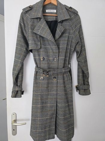 Manteau trench a carreaux