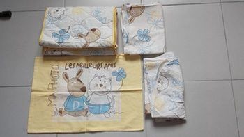 Ensemble literie tour lit drap plat et housse taie