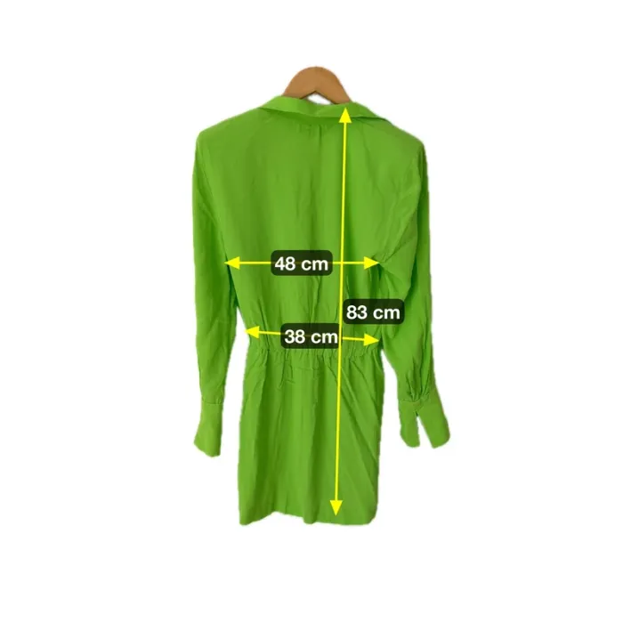 Robe Chemise Verte Fluo Structurée Zara Taille M - photo numéro 7