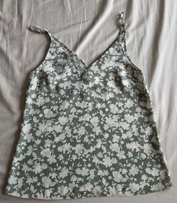 Primark Top Caraco Fluide Motif Fleuri Vert et Blanc 34