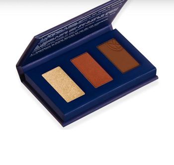 Neuf: palette trio regard carmin. Or/rouge/marron