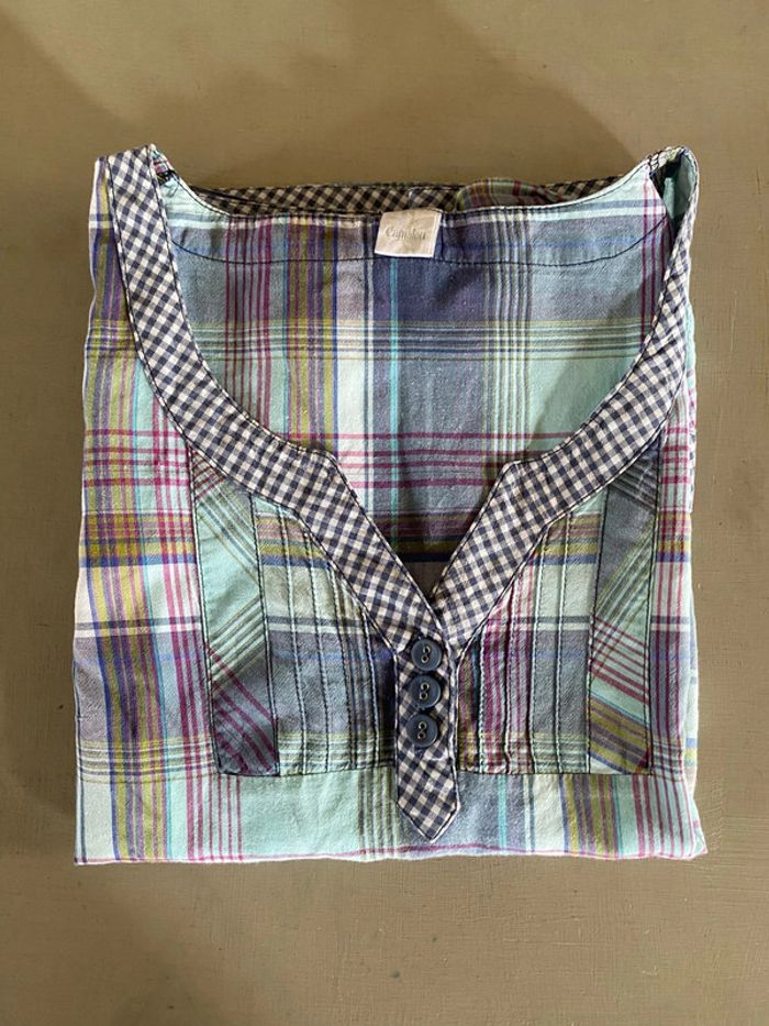 Blouse Camaïeu bleue à carreaux taille 40 - photo numéro 20