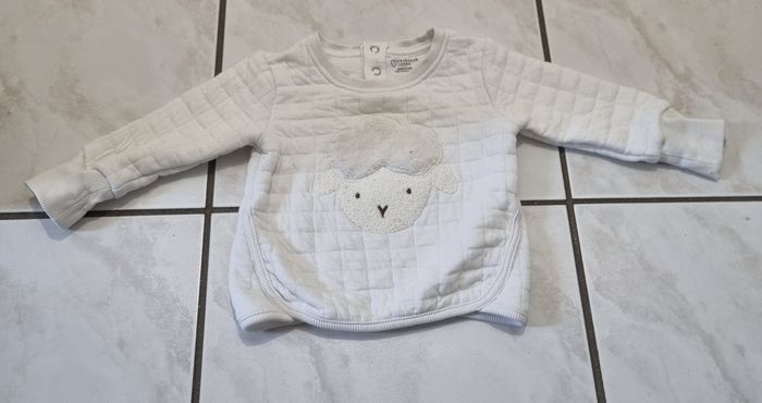 pull matelassé blanc tête mouton mixte primark taille 9 mois