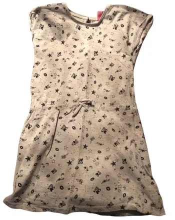 Robe grise manches courtes imprimée