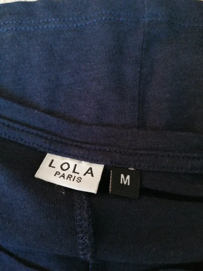 Tee-shirt bleu marine à message avec manches à volant / lola paris / (M) - photo numéro 6
