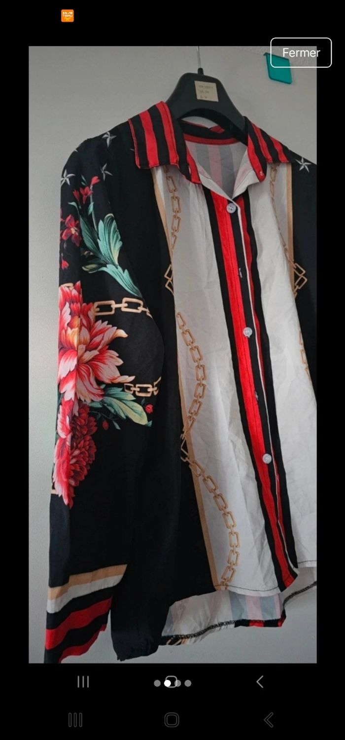 Jolie chemise inspi chaîne fleurs 40.42 - photo numéro 2