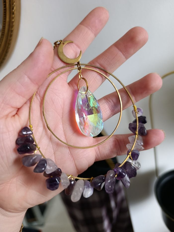 Suncatcher lune dorée avec pierre - photo numéro 2