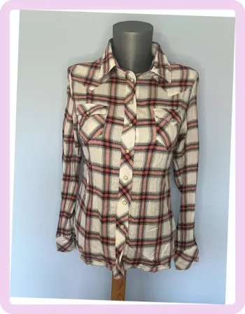 🔴 Chemise Maje Taille 1 – Carreaux Rouge et Noir, Élégance Décontractée