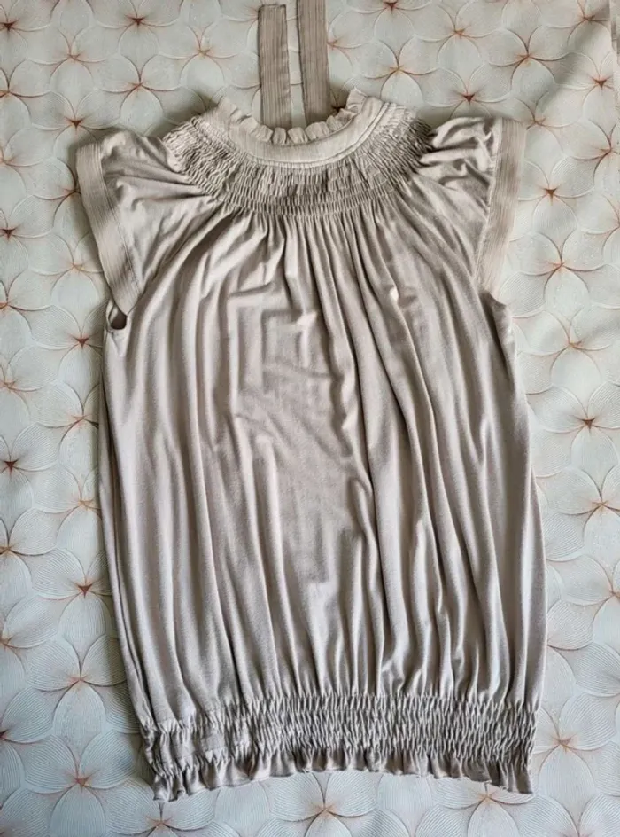 Haut  Femme Vintage  y2k Crème fluide  taille L Straboski - photo numéro 3