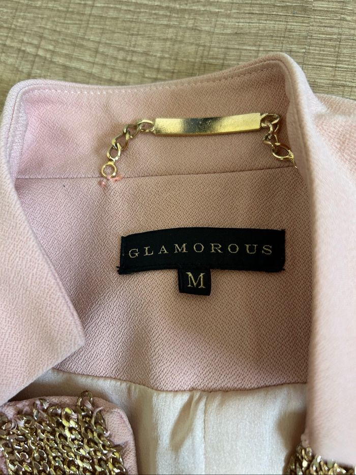 Blazer rose avec chaînettes dorées Glamorous taille M TBE - photo numéro 9