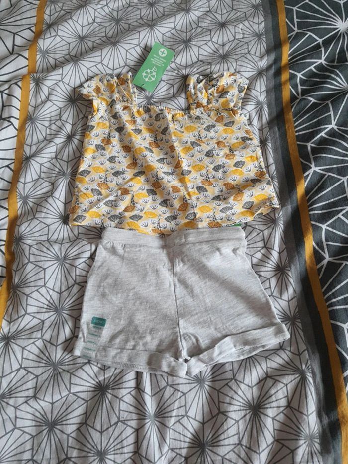 Ensemble Obaïbi taille 6 mois blouse et short neuf avec étiquettes - photo numéro 3