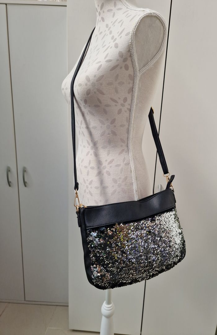 Sac Bandoulière Noir Sequins Noirs Argentés Conti Osvaldo - photo numéro 3