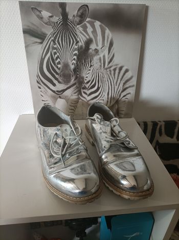 Chaussures argenté gris miroir