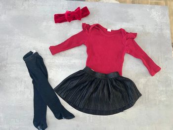 Ensemble 18-24 mois 18 24 2 ans Bodie bandeau jupe plissée collants