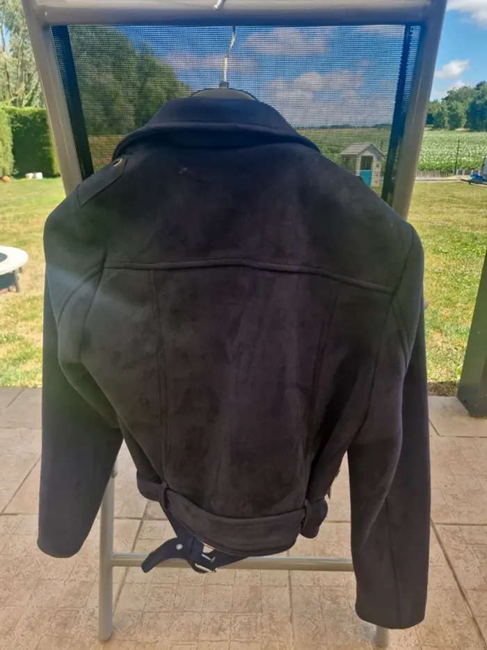 Veste suédine bleue marine taille L - photo numéro 4